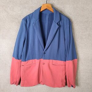 BWGH for Puma Jacket Mens XL Blue Pink Tie Dye Knit Blazer Cotton Dark Denim